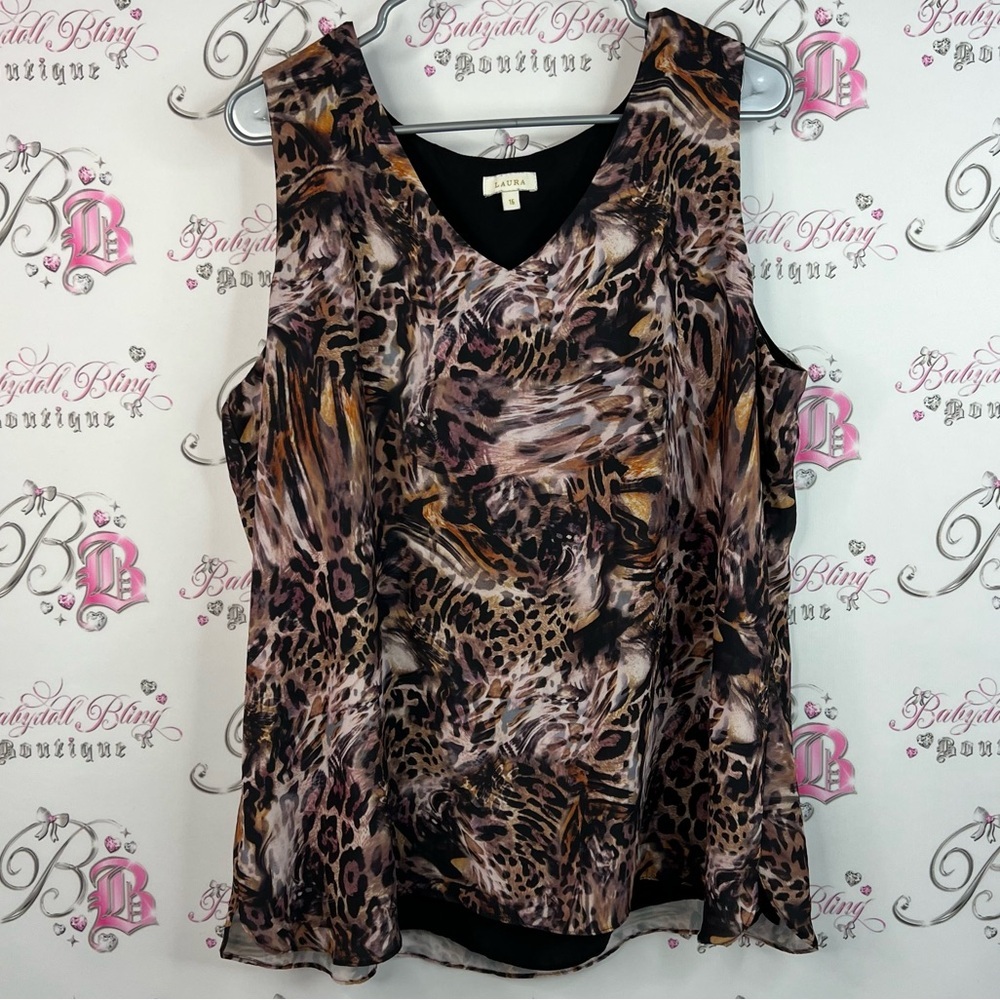 Laura tank top leopard cheetah print Stylish Animal Print Sleeveless Blouse
